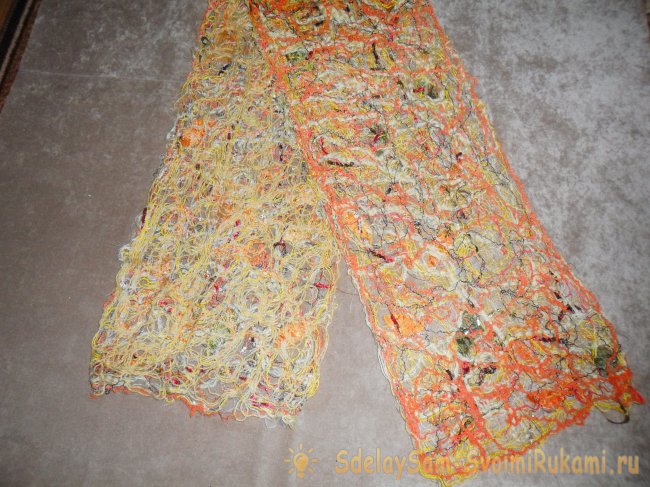 Моя первая попытка сделать шарф в технике крейзи вул