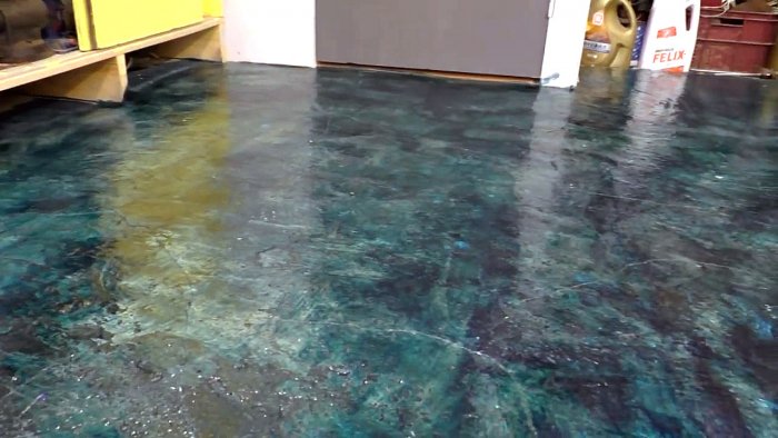 Мраморный пол из бетонного в гараже своими руками