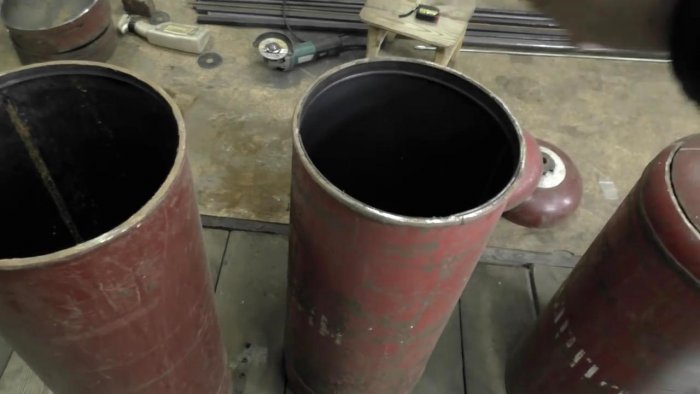 Отопительная батарея на дровах из газовых баллонов