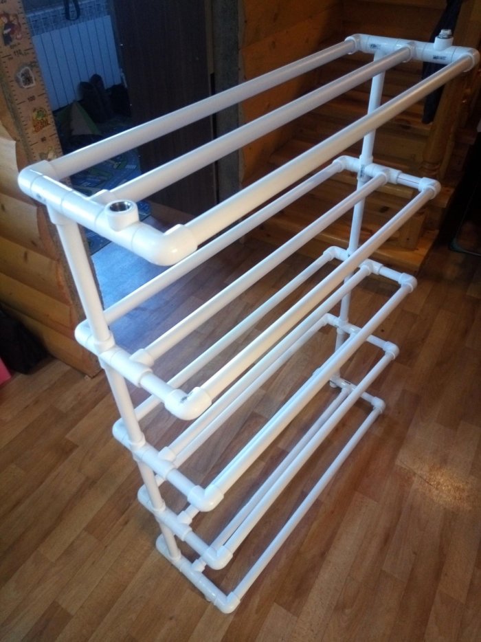 Как изготовить сушилку для обуви из пластиковых труб