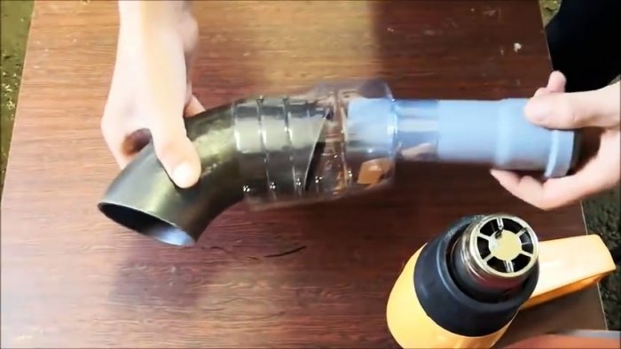 Соединяем 2 трубы разного диаметра ПЭТ бутылкой